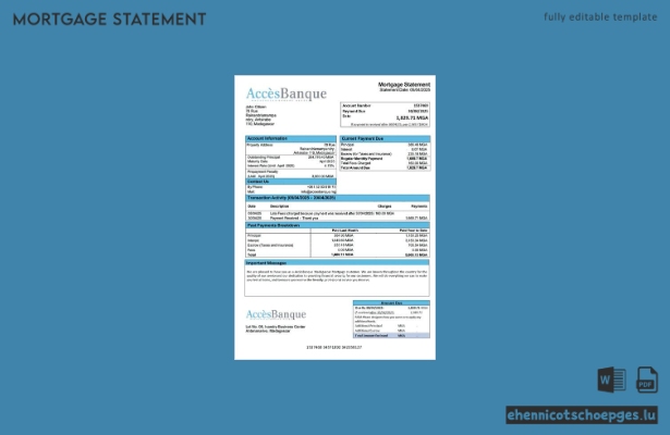 Madagaskar AccesBanque Madagascar Hypothekenabrechnung Word- und PDF-Beispielvorschau